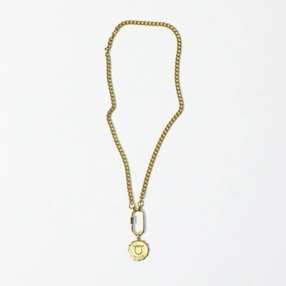 Taurus gold toned necklace long astrology sign bull chain pendant constellation